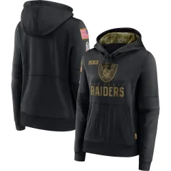 Women's Las Vegas Raiders No. 2020 Salute to Service Performance Pullover Hoodie - Black