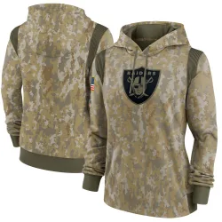 Women's Las Vegas Raiders No. 2021 Salute to Service Therma Performance Pullover Hoodie - Olive