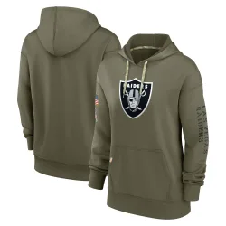 Women's Las Vegas Raiders No. 2022 Salute to Service Performance Pullover Hoodie - Olive