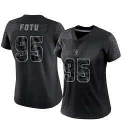 Women's Leki Fotu Las Vegas Raiders No.95 Limited Reflective Jersey - Black