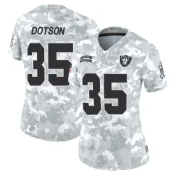 Women's Mello Dotson Las Vegas Raiders No.35 Limited 2024 Salute to Service Jersey - Arctic Camo