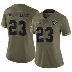 Women's Nickell Robey-Coleman Las Vegas Raiders No.23 Limited 2022 Salute To Service Jersey - Olive