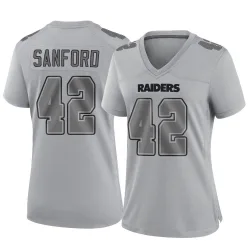 Women's Phalen Sanford Las Vegas Raiders No.42 Game Atmosphere Fashion Jersey - Gray
