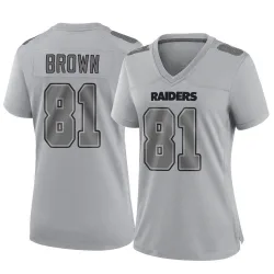 Women's Tim Brown Las Vegas Raiders No.81 Game Atmosphere Fashion Jersey - Gray