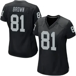 Women's Tim Brown Las Vegas Raiders No.81 Game Team Color Jersey - Black