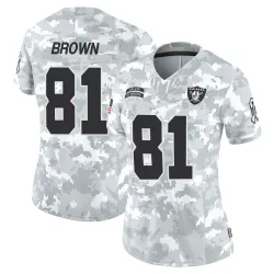 Women's Tim Brown Las Vegas Raiders No.81 Limited 2024 Salute to Service Jersey - Arctic Camo