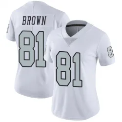 Women's Tim Brown Las Vegas Raiders No.81 Limited Color Rush Jersey - White