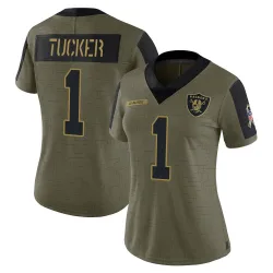 Women's Tre Tucker Las Vegas Raiders No.1 Limited 2021 Salute To Service Jersey - Olive