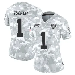 Women's Tre Tucker Las Vegas Raiders No.1 Limited 2024 Salute to Service Jersey - Arctic Camo