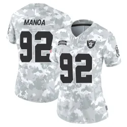 Women's Tyler Manoa Las Vegas Raiders No.92 Limited 2024 Salute to Service Jersey - Arctic Camo