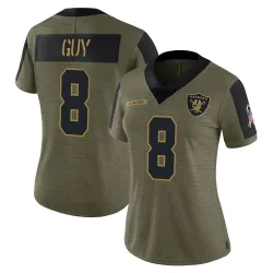 Women's Wilson Ray Guy Las Vegas Raiders No.8 Limited 2021 Salute To Service Jersey - Olive