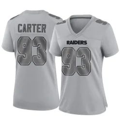 Women's Zach Carter Las Vegas Raiders No.93 Game Atmosphere Fashion Jersey - Gray
