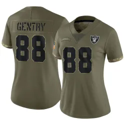 Women's Zach Gentry Las Vegas Raiders No.88 Limited 2022 Salute To Service Jersey - Olive