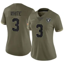 Women's Zamir White Las Vegas Raiders No.3 Limited 2022 Salute To Service Jersey - Olive