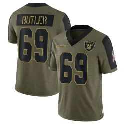 Youth Adam Butler Las Vegas Raiders No.69 Limited 2021 Salute To Service Jersey - Olive