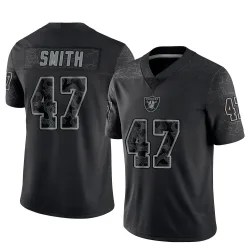 Youth Brandon Smith Las Vegas Raiders No.47 Limited Reflective Jersey - Black
