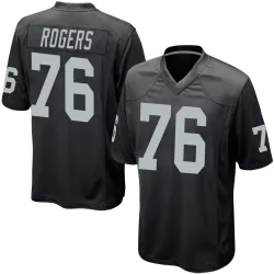 Youth Caleb Rogers Las Vegas Raiders No.76 Game Team Color Jersey - Black