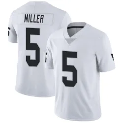 Youth Cam Miller Las Vegas Raiders No.5 Limited Vapor Untouchable Jersey - White