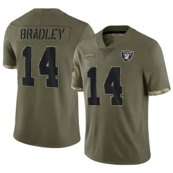 Youth Carter Bradley Las Vegas Raiders No.14 Limited 2022 Salute To Service Jersey - Olive