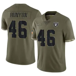 Youth Carter Runyon Las Vegas Raiders No.46 Limited 2022 Salute To Service Jersey - Olive