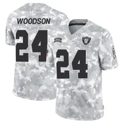 Youth Charles Woodson Las Vegas Raiders No.24 Limited 2024 Salute to Service Jersey - Arctic Camo