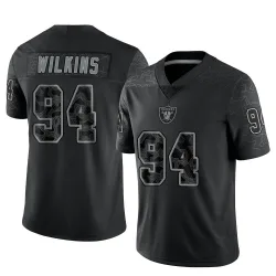 Youth Christian Wilkins Las Vegas Raiders No.94 Limited Reflective Jersey - Black