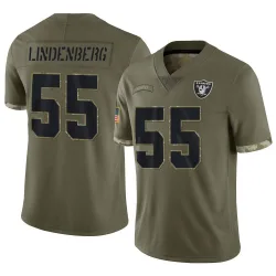Youth Cody Lindenberg Las Vegas Raiders No.55 Limited 2022 Salute To Service Jersey - Olive