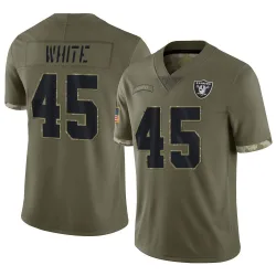 Youth Devin White Las Vegas Raiders No.45 Limited 2022 Salute To Service Jersey - Olive