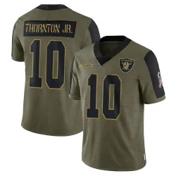 Youth Dont'e Thornton Jr. Las Vegas Raiders No.10 Limited 2021 Salute To Service Jersey - Olive