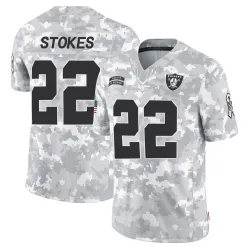 Youth Eric Stokes Las Vegas Raiders No.22 Limited 2024 Salute to Service Jersey - Arctic Camo