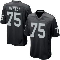 Youth Jahfari Harvey Las Vegas Raiders No.75 Game Team Color Jersey - Black