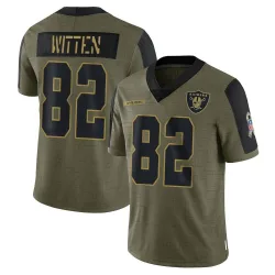 Youth Jason Witten Las Vegas Raiders No.82 Limited 2021 Salute To Service Jersey - Olive