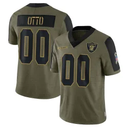 Youth Jim Otto Las Vegas Raiders No.00 Limited 2021 Salute To Service Jersey - Olive
