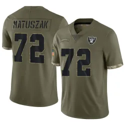 Youth John Matuszak Las Vegas Raiders No.72 Limited 2022 Salute To Service Jersey - Olive