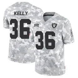Youth Kyu Blu Kelly Las Vegas Raiders No.36 Limited 2024 Salute to Service Jersey - Arctic Camo