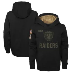 Youth Las Vegas Raiders No. 2020 Salute to Service Pullover Performance Hoodie - Black