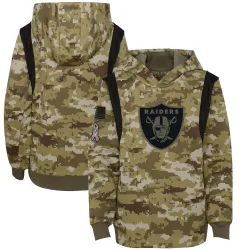 Youth Las Vegas Raiders No. 2021 Salute to Service Therma Performance Pullover Hoodie - Olive
