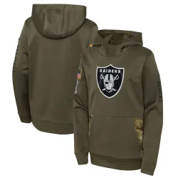 Youth Las Vegas Raiders No. 2022 Salute to Service Performance Pullover Hoodie - Olive