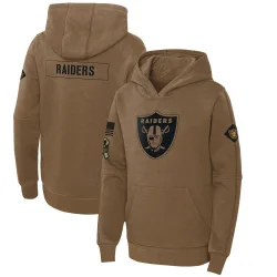Youth Las Vegas Raiders No. 2023 Salute to Service Club Fleece Pullover Hoodie - Brown