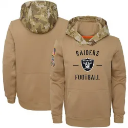Youth Las Vegas Raiders No. Khaki 2019 Salute to Service Therma Pullover Hoodie