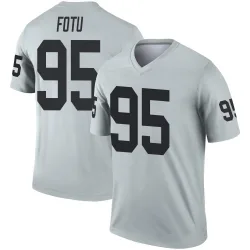 Youth Leki Fotu Las Vegas Raiders No.95 Legend Inverted Silver Jersey