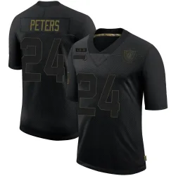 Youth Marcus Peters Las Vegas Raiders No.24 Limited 2020 Salute To Service Jersey - Black