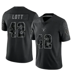 Youth Ronnie Lott Las Vegas Raiders No.42 Limited Reflective Jersey - Black