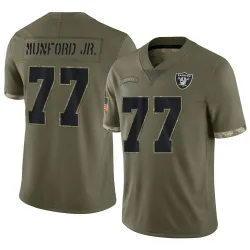 Youth Thayer Munford Jr. Las Vegas Raiders No.77 Limited 2022 Salute To Service Jersey - Olive