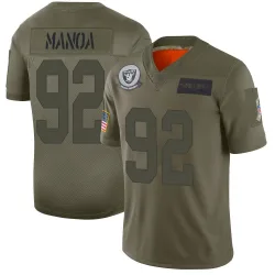 Youth Tyler Manoa Las Vegas Raiders No.92 Limited 2019 Salute to Service Jersey - Camo