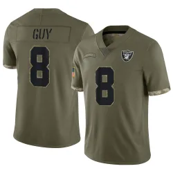 Youth Wilson Ray Guy Las Vegas Raiders No.8 Limited 2022 Salute To Service Jersey - Olive