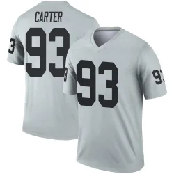 Youth Zach Carter Las Vegas Raiders No.93 Legend Inverted Silver Jersey