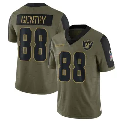 Youth Zach Gentry Las Vegas Raiders No.88 Limited 2021 Salute To Service Jersey - Olive